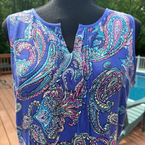 ***LOOK***LOWER PRICE! Talbots Royal Blue paisley maxi dress Talbots-size 8P-EUC - Picture 3 of 13